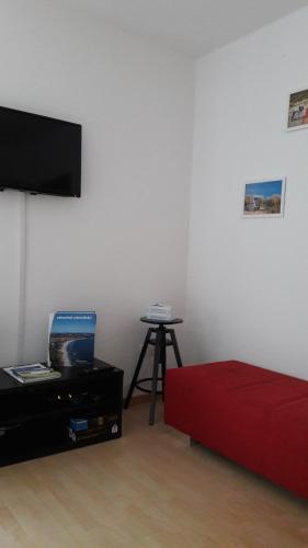 Μια τηλεόραση ή/και κέντρο ψυχαγωγίας στο Ferienwohnung Eichhörnchen