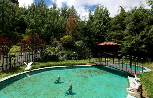 una piscina con 2 personas en el agua en Pine Borough Inn en Kodaikānāl
