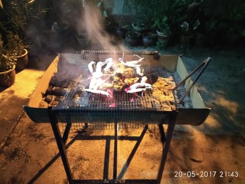 a grill with a bunch of animals on it at Relaxs Homestay in Kota Bharu