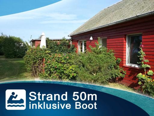 Rotes Strandhaus mit Boot am Salzhaff, 50m zum Strand - Housity