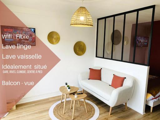 Studio ScandiChic tout équipé centre-gare-rives-clinique à pied - Housity