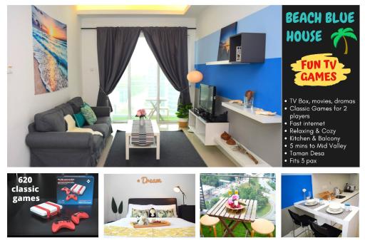Chic Beach BLUE House - 5mins to Mid Valley Mega Mall - Housity