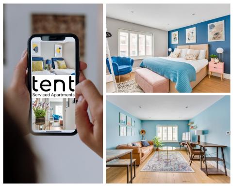COZY 2 BED Apt Steps to town centre by Tent Serviced Apartments Egham with Free Parking and Wifi - Housity