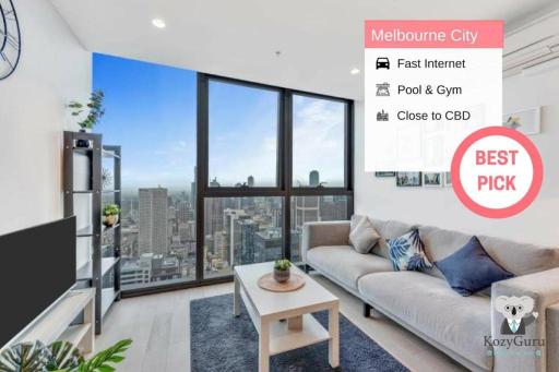 KOZYGURU MELBOURNE CITY EQ TOWER 1 BEDROOM APT WITH CITY SKYLINE VIEW- VME127 - Housity