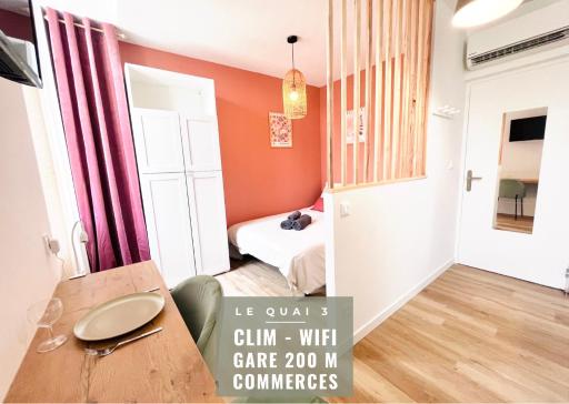 LE QUAI 3 - Studio neuf LUMINEUX CALME - CLIM - WiFi - Gare à 200m - Housity