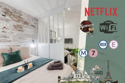 Studio Brooklyn Green à 10' du Métro 7 et RER E - Housity