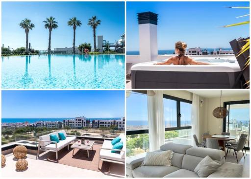 LUXURY PENTHOUSE, WITH BREATHTAKING VIEWS, 109 sqm TERRACE, OUTDOOR JACUZZI, walk distance to the port, shops and restaurants - Housity