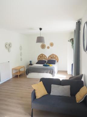 Terrasse, vue sur jardin arboré et place de parking gratuite - Housity