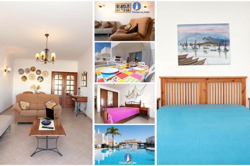 Os Apartamentos A Ramos na Praia da Galé Estão inserido em Condomínio com PISCINA, Fica apenas a 350 Metros da Praia da Galé - Apartamentos com Ar Condicionado tanto nos Quartos como na Sala, Smart TV com Prime Vídeo e Cozinha Completa - Housity