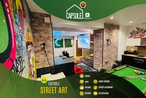 Capsule Street Art - Sauna- Jacuzzi - Playstation 5 - Billard - Netflix - Home cinéma - Terrasse - Housity