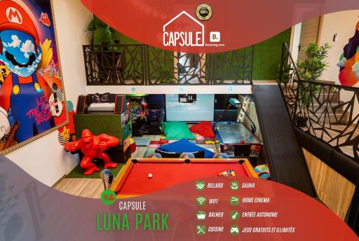 Capsule Luna Park - Jacuzzi - Sauna - Jeux & Arcades - Billard - Netflix & Home cinéma - - Housity