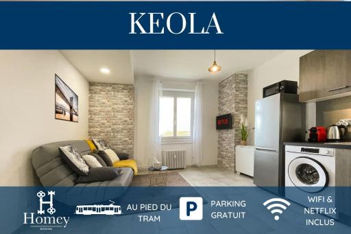 HOMEY KEOLA - Parking privé gratuit - Aux portes de Genève - Au pied du tram - Appartement avec 1 chambre et un grand salon avec un canapé-lit - Housity