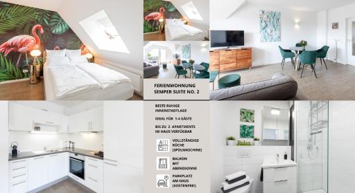 Semper Suite No2 - Ruhige 2 Zi FeWo 1-4 Pers mit Küche, Duschbad, Balkon und Parkplatz in Hofgartennähe - Housity