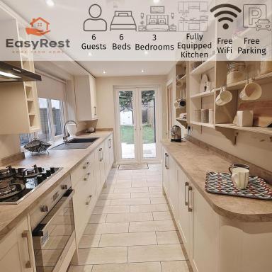 EasyRest Spalding - 5 Beds & Free Parking - Central & Quiet Location - 3rd Bedroom Optional - Entire Spacious House - Housity