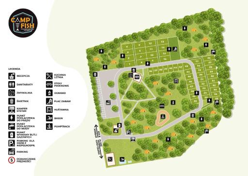 Camping Camp Fish, parcele kempingowe z własnym namiotem, przyczepą lub kamperem - Housity