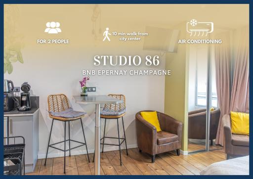 Studio 86 - Climatisation & proche centre-ville- 2 personnes - BnB Epernay - Hizvo