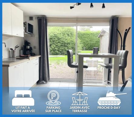 Normandie Cosy Apt rdc indépendant bien équipé dans maison confortable terrasse grand jardin clos sans vis à vis parking privatif entre Caen et Bayeux, proche plages du débarquement - Housity