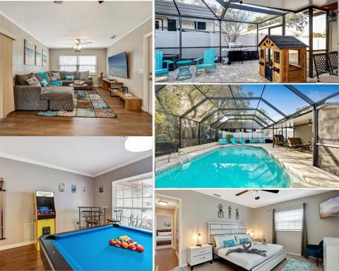 Exquisite Retreat with Heated Pool for 14 Guests, Pool Table Paradise! - Housity