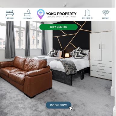 City Centre Studio 4 with Kitchenette, Free Wifi and Smart TV by Yoko Property - Hizvo