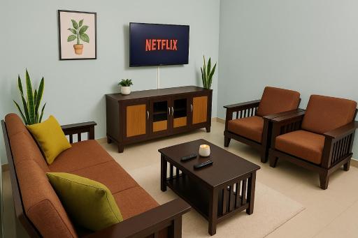 TrueLife Homestays - SRS Residency - 2BHK AC apartments for families visiting Tirupati Temple - Fast WiFi, Kitchen, Android TV - Walk to PS4 Pure Veg Restaurant, Mayabazar Super Market - Easy access to Airport, Railway Station, All Temples - Housity