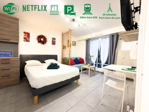 Suite Athéna - Melun gare RER - Studio avec Balcon et parking - Hizvo