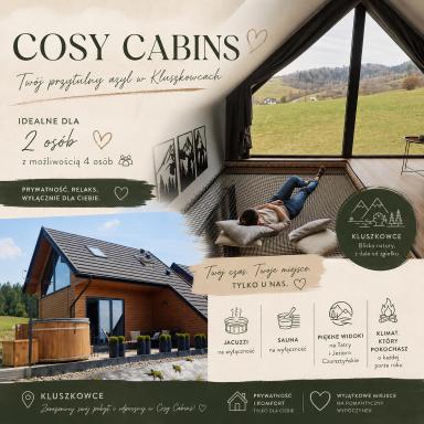 COSY CABINS - las, jezioro, góry, Velo Czorsztyn, prywatna sauna, jacuzzi bez limitu - Housity