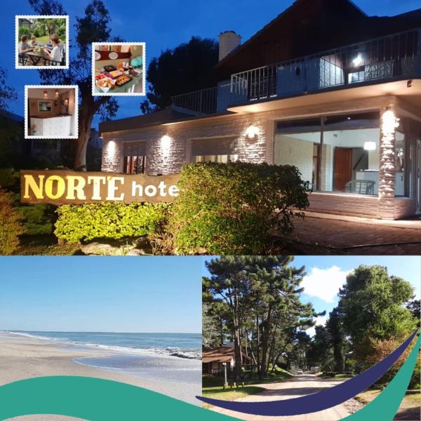 un collage de una imagen de una casa Northcliffe en el Hotel Norte de Villa Gesell