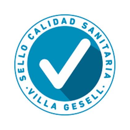 un círculo azul con una marca de verificación en medio en el Rincón del Sol de Villa Gesell