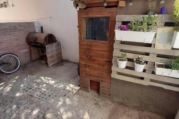 un patio con macetas en una pared de madera en 7 GIRASOLES a 4 cuadras del mar en Puerto Madryn