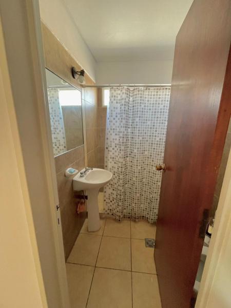 y baño pequeño con lavabo y ducha. en APART CIUDAD MENDOZA en Mendoza