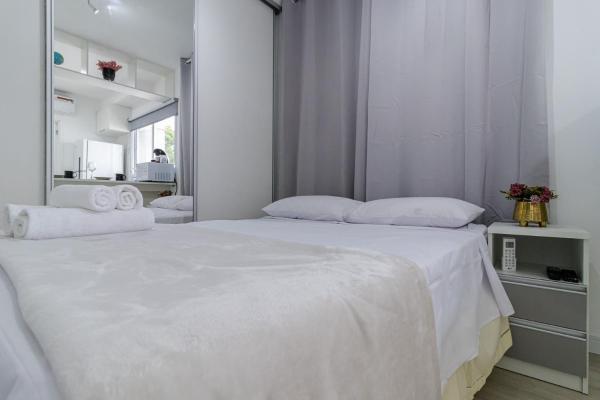 Cama o camas en una habitación en un estudio nuevo y equipado cerca del parque de Ibirapuera y del metro del Hospital de São Paulo - ID 02