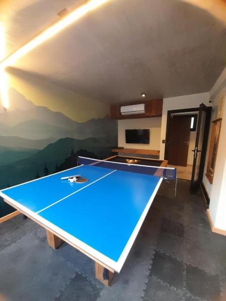 una mesa de ping pong en el medio de una habitación en AIKEN 19 en San Martín de los Andes