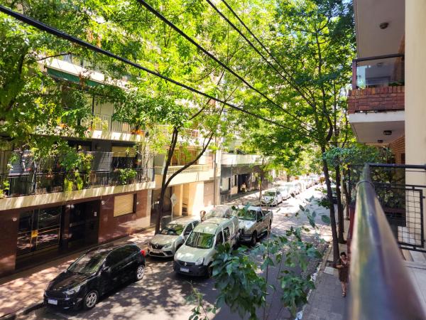 un grupo de coches estacionados en una calle con árboles en G&G Apartments - Recoleta Boutique Experience en Buenos Aires