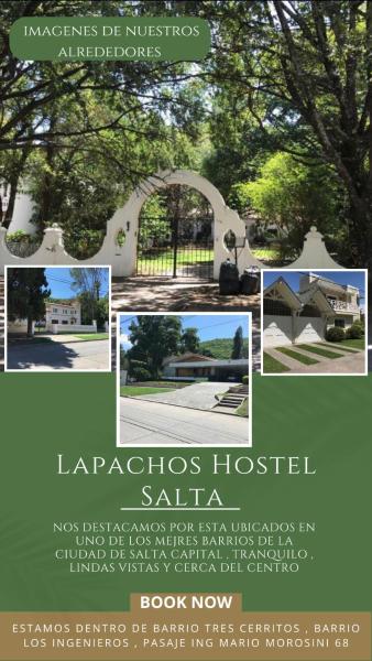 un collage de fotos de una casa y un árbol en Lapacho Hostel Salta Loft 1-4 personas en Salta