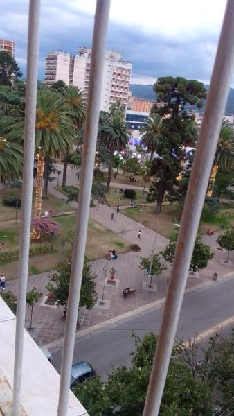 - Vistas a un parque con palmeras y a una calle en Torre Central en San Salvador de Jujuy
