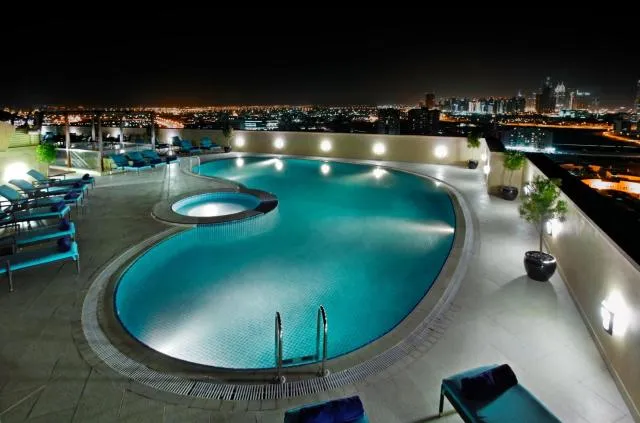 Elite Byblos Hotel - picture  : Swimming pool,Pool view,Night,City view,Pool view,Swimming pool,sunbed,Property 