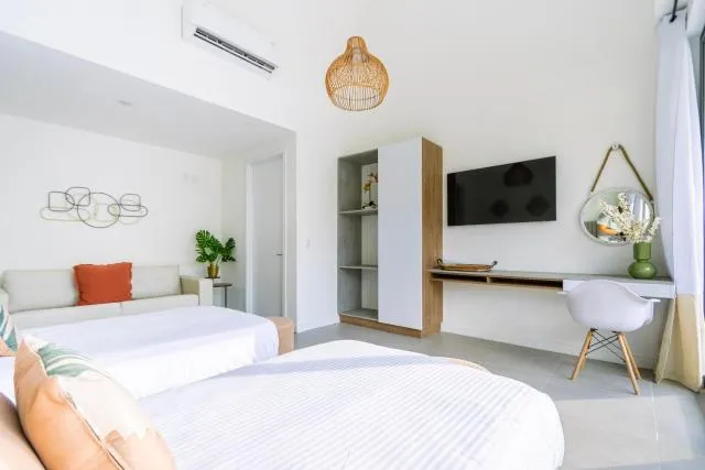  3 bdrm 2 bath Villa with Private Pool- Azure Beach Residences - picture  : TV/entertainment centre,Bed 