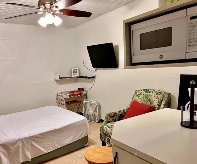  Aruba Savaneta Luxury Apartments - picture  : TV/entertainment centre,Bed,Photo of the whole room,air conditioner,Property,Room 