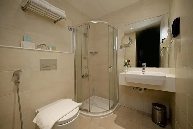  Action Hotel Ras Al Khaimah - picture  : Shower,Toilet,Bathroom,Bathroom,towels,Property 