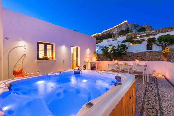 Luxury Rhodes Villa Diamond Villa Hot Tub Beautiful Terrace 3 Bdr Lindos