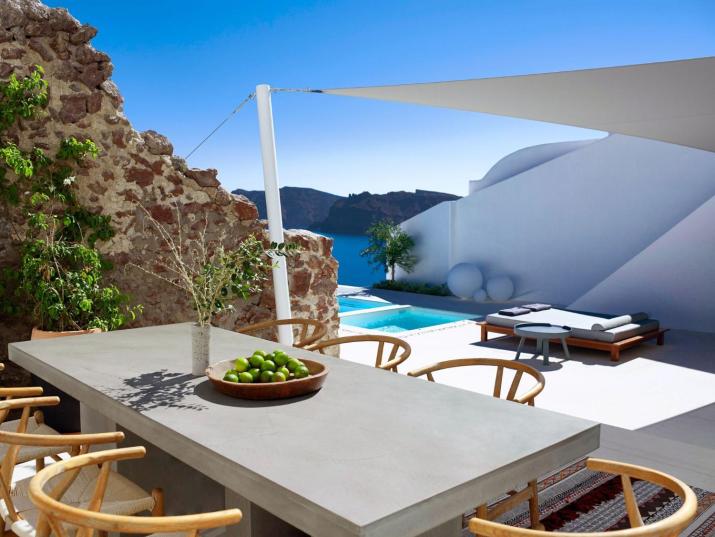 Elegant Santorini House Villa Serenity Caldera View Outdoor Hot Tub