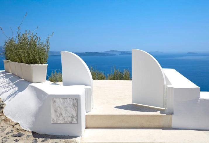 Elegant Santorini House Villa Serenity Caldera View Outdoor Hot Tub