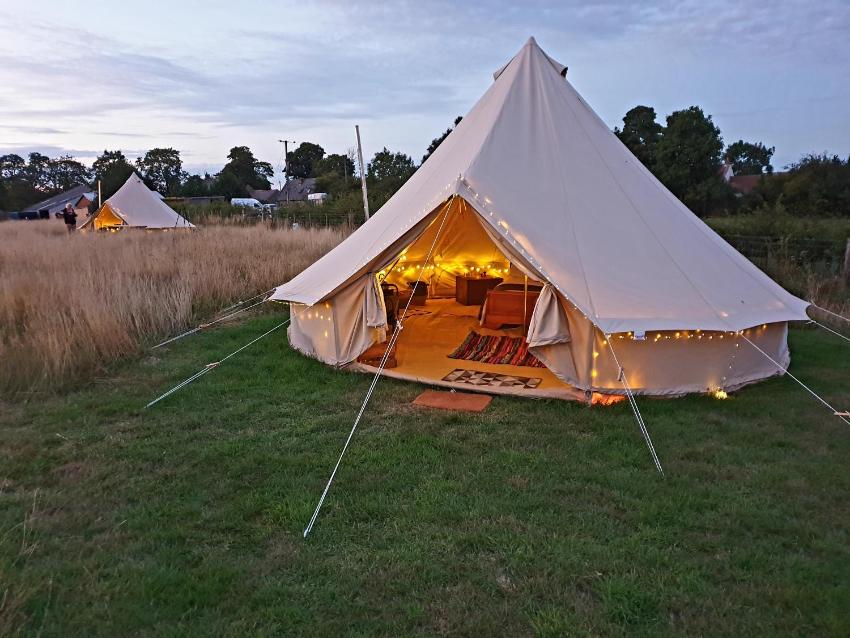 6m bell tent with log burner located near Whitby