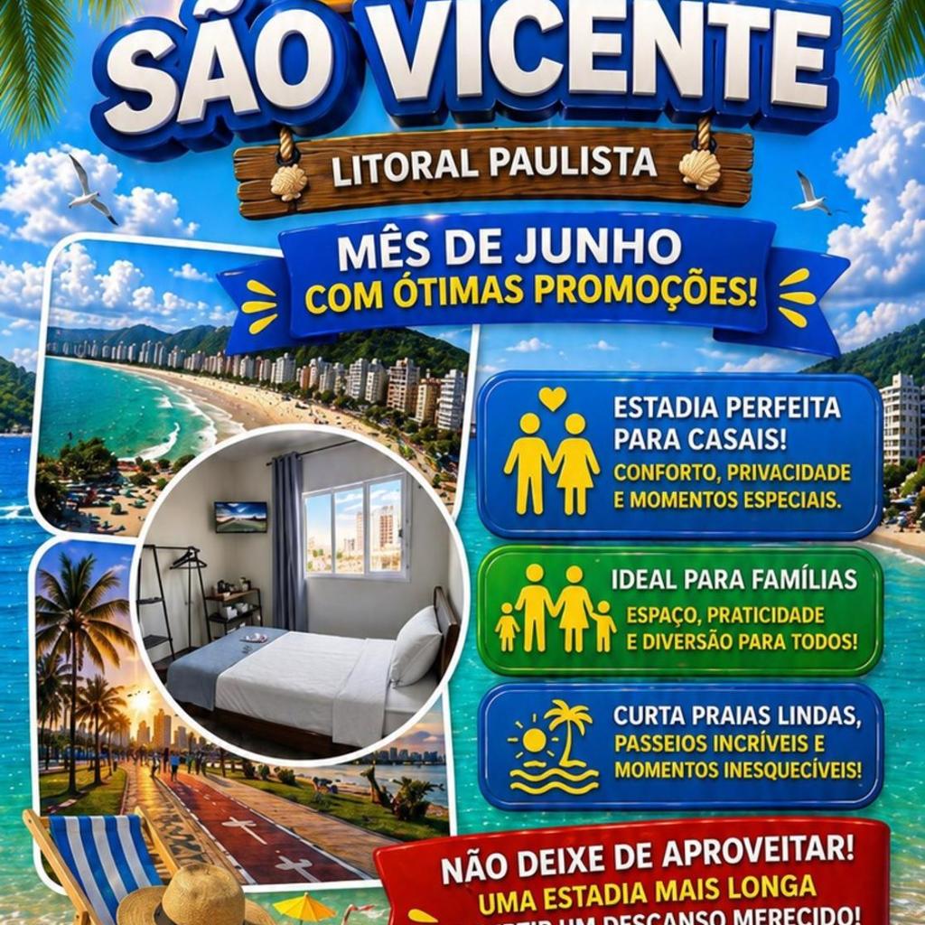 2 quadras da praia - Apto completo em São Vicente ideal para família e trabalho — foto 10