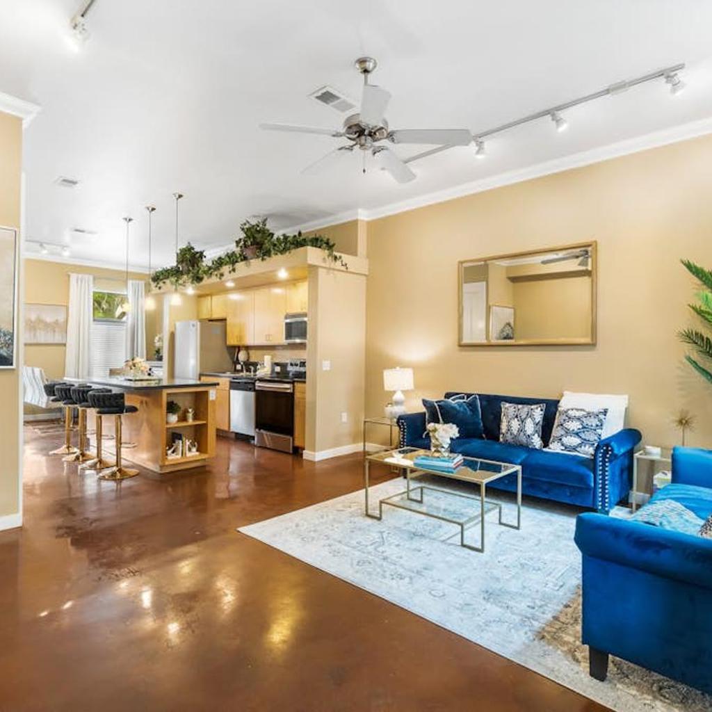Photograph of Hip & vibrant townhome near downtown with private patio grill AC and WiFi