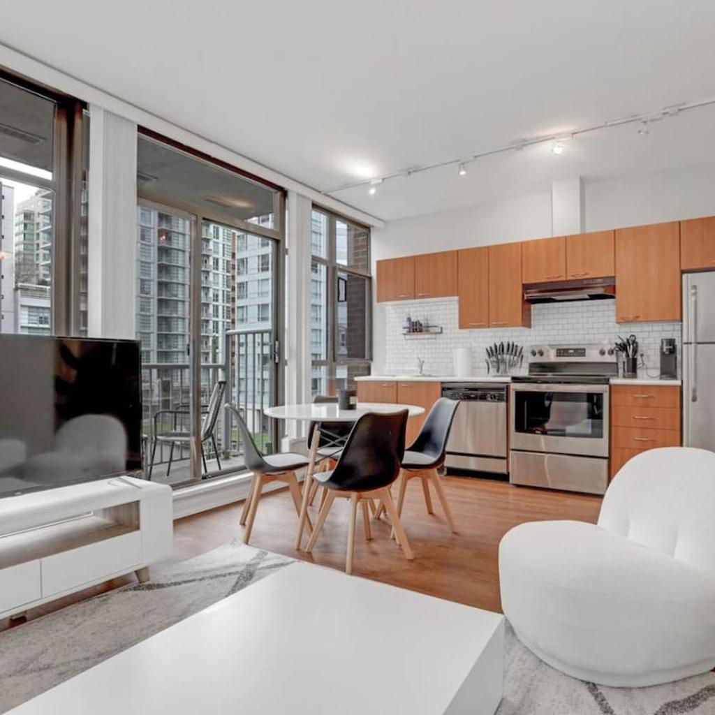 Photograph of Downtown Van 1BR Stay - Balcony and Workspace