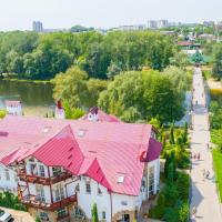 an overhead view of a building with a red roof at Zdybanka, Sumy