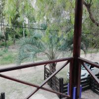 a view of a palm tree from a balcony at Escape a la Naturaleza, Santa Ana