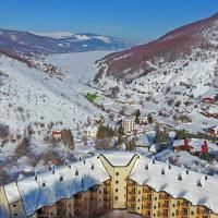 an aerial view of a ski resort in the snow at Andrey Apartment, Mavrovo