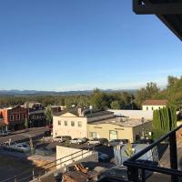 a view of a town from a balcony at Columbia Gorge Industrial Loft, Troutdale